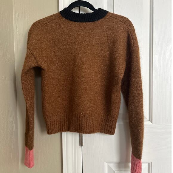 A.L.C Hayes Sweater Alpaca Blend Colorblock Cropped Sweater Size Small - Picture 4 of 6